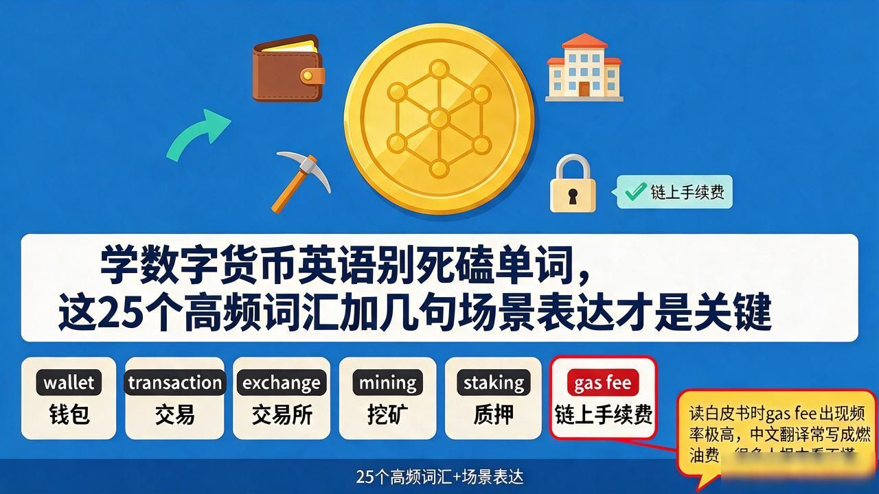 学数字货币相关英语别死磕单词，这25个高频词汇加几句场景表达才是关键