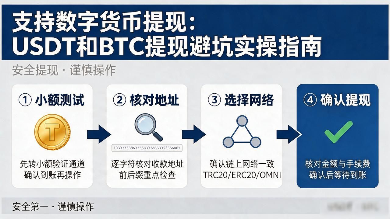 支持数字货币提现:USDT和BTC提现避坑实操指南