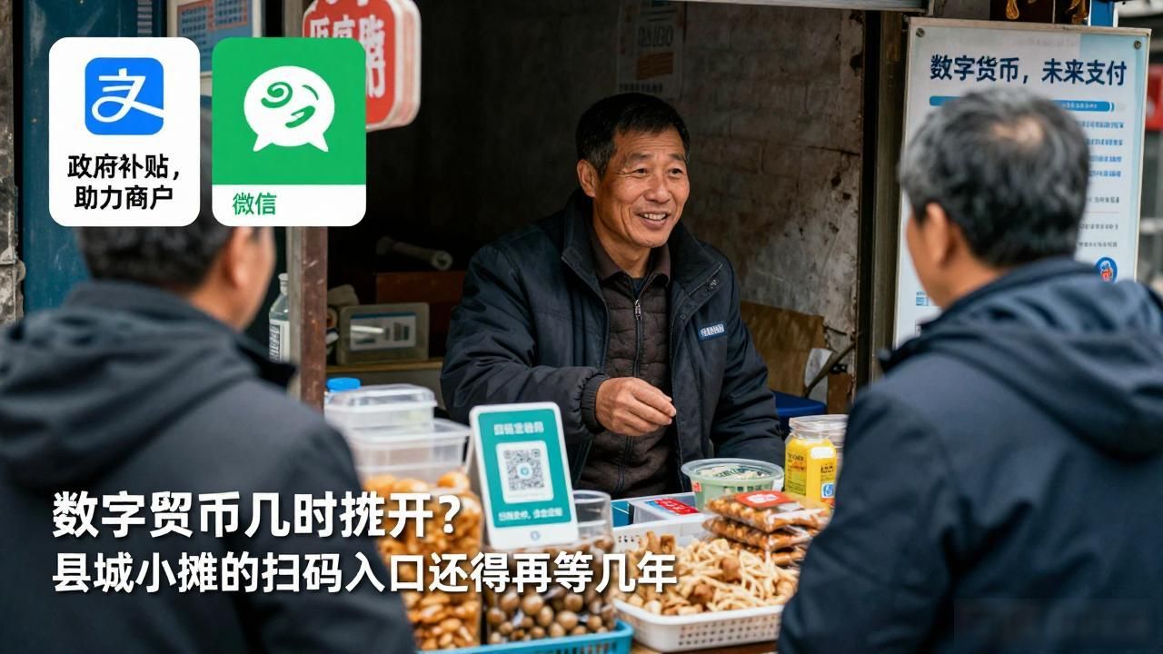 数字货币几时推开?县城小摊的扫码入口还得再等几年