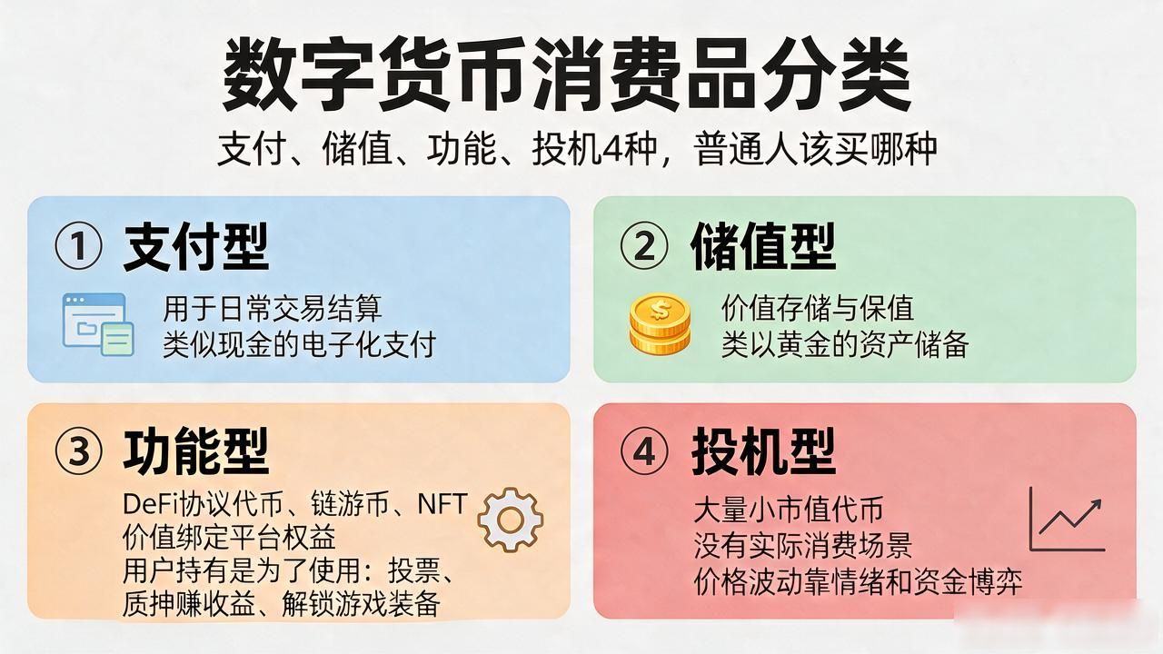 数字货币消费品分类：支付、储值、功能、投机4种，普通人该买哪种
