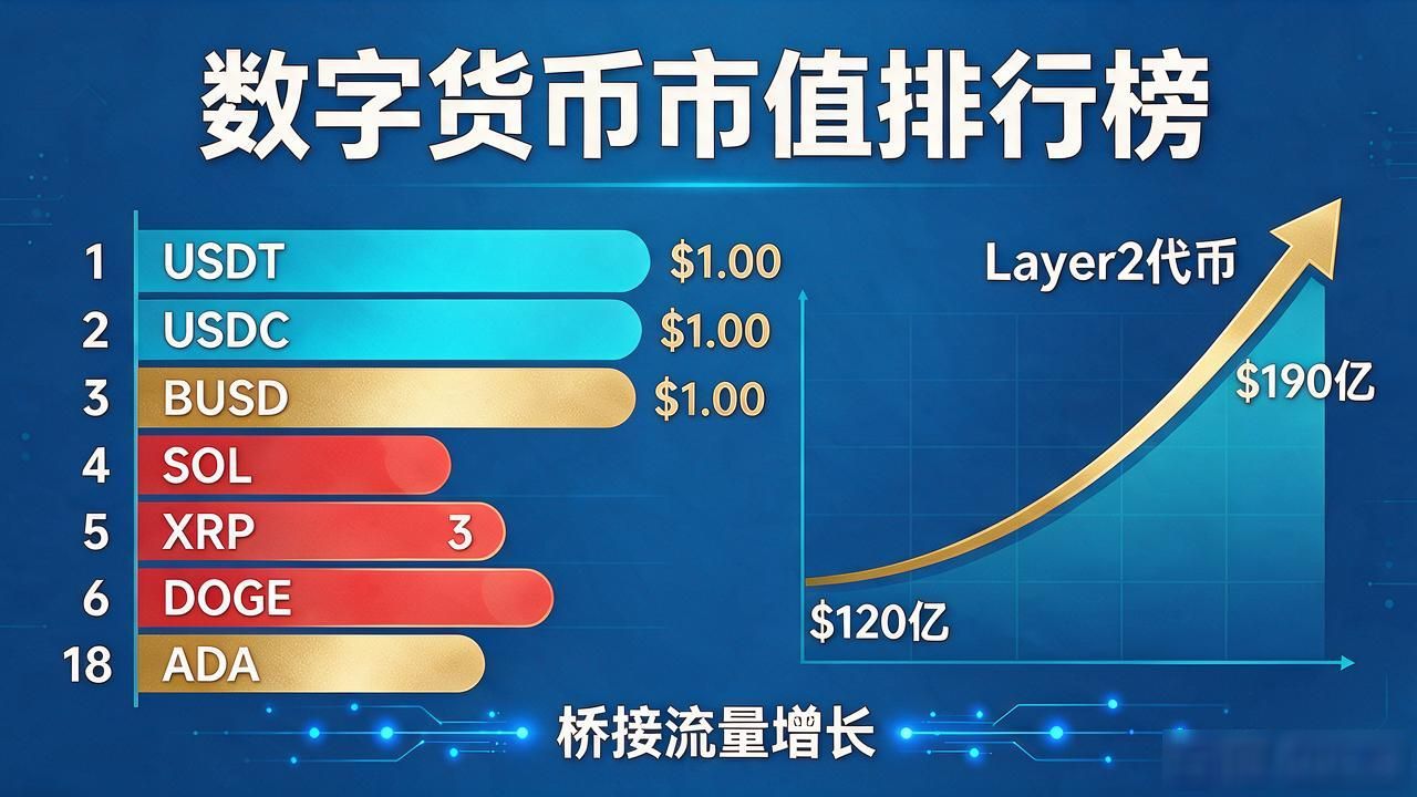 数字货币市值前10大排行出炉，稳定币占了三个位置，山寨币全在挣扎