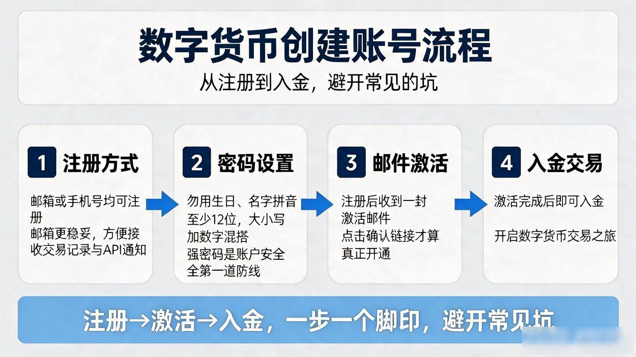 数字货币创建账号流程：从注册到入金，避开常见的坑