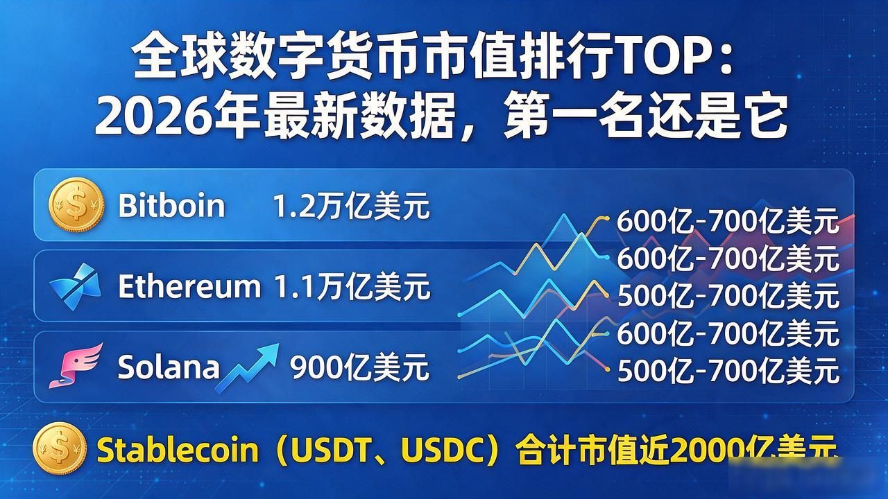 全球数字货币市值排行TOP：2026年最新数据，第一名还是它
